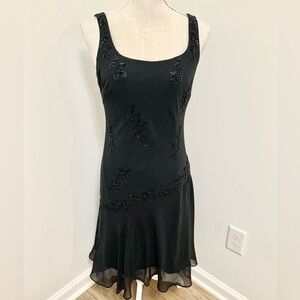 Alex Evenings Dark Fairy Whimsigoth Beaded Chiffon Assymetric Mini Dress 6P